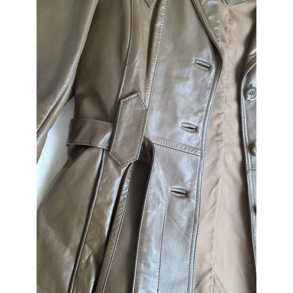 Vintage Miss Simone Women's Brown Leather Belted Blazer Jacket Size 12 - Picture 2 of 5